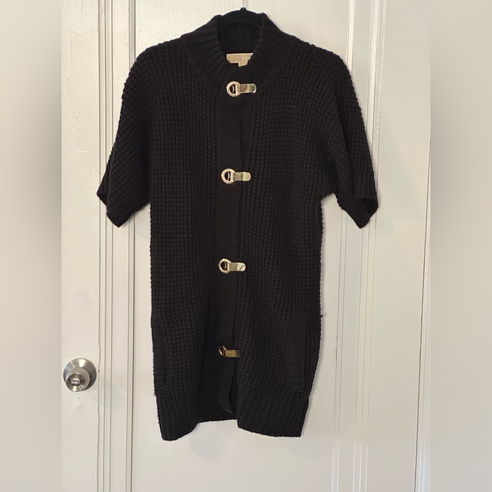 MICHAEL Michael Kors Black Cardigan with Gold Accents